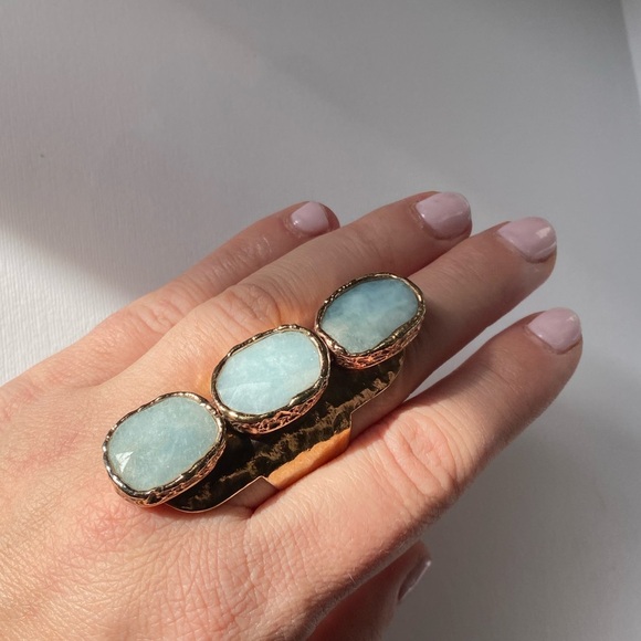 Aquamarine large statement ring - Picture 1 of 15